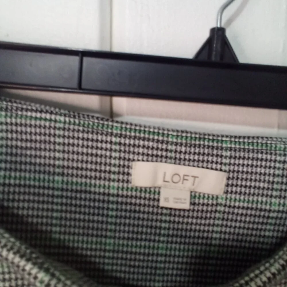 Loft Skirt Women XS A-Line Short Plaid Classic Black Green